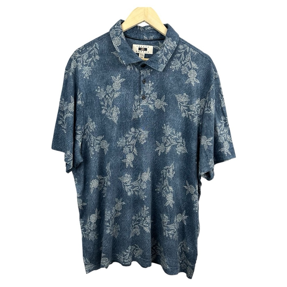 Joseph Abboud Floral Blue Paisley Polo Shirt Size 3X